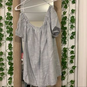 Off the shoulder striped shirt